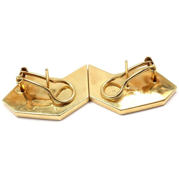 Rare! Authentic Tiffany & Co 18k Yellow Gold Black Jade Mother of Pearl Earrings - Picture 4 of 12